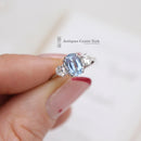 18ct White Gold Aquamarine & Diamond 3 Stone 0.35ct