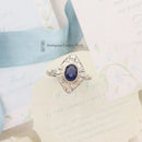 Art Deco Style Platinum Sapphire & Diamond Cluster