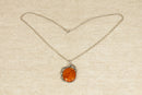 Finely Made Sterling Silver & Amber Art Nouveau Style Pendant with Chain