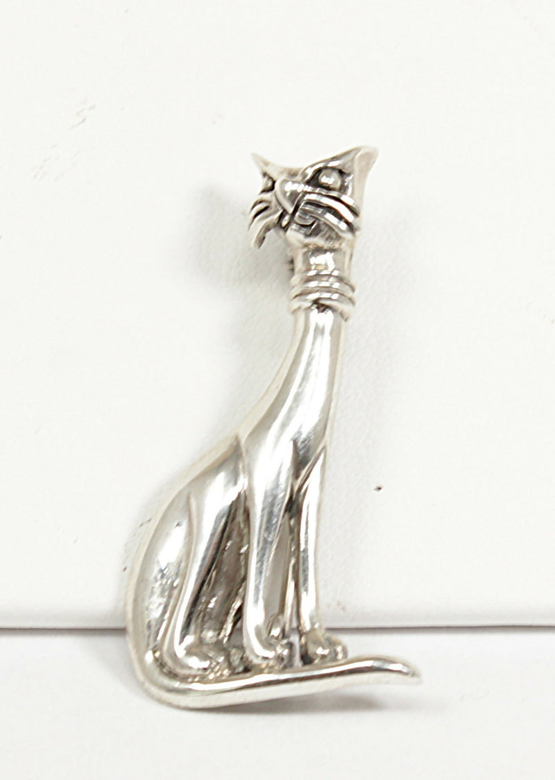 Silver Siamese Cat Brooch