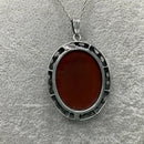Arts and Crafts style silver and cornelian pendant necklace