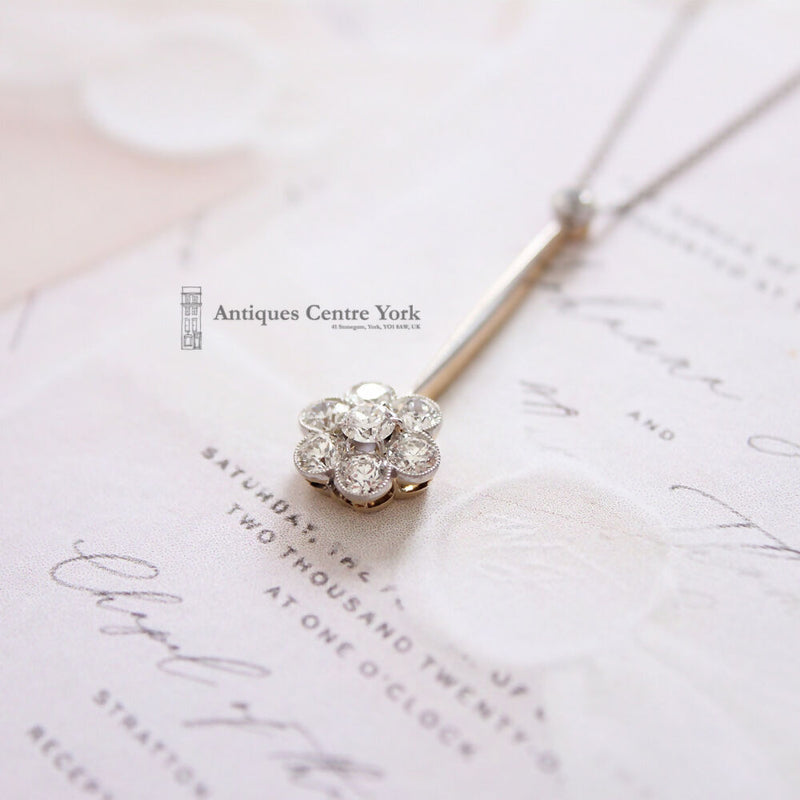 Edwardian 15ct Diamond Cluster Pendant