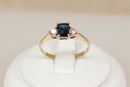 Pretty 14ct Gold Sapphire & CZ Trilogy Ring