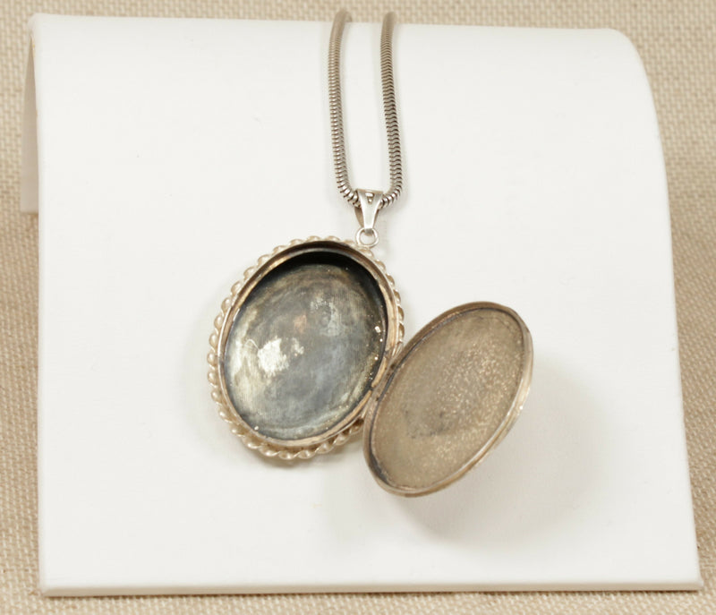 Vintage Silver Locket & Snake Chain