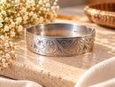 Vintage Sterling Silver Engraved Hinged Bangle – London Hallmarked – 46g – Safety Chain