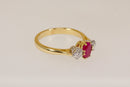 Stunning & Classic 18ct Gold Ruby & Diamond Trilogy Ring – Birmingham 2000