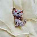 Butler and Wilson Cat with Pink Bow Brooch