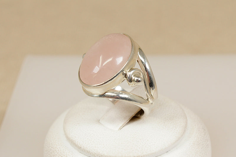 Silver & Pink Quartz Statement Ring