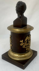 General Maximilien Sébastien Foy, Bronze Bust Inkwell with Gilded Triumphal Regalia & Caduceus of Hermes.