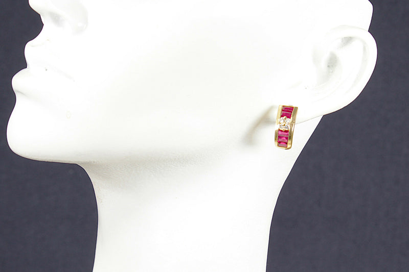 18ct Gold Ruby & Diamond Earrings