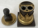 General Maximilien Sébastien Foy, Bronze Bust Inkwell with Gilded Triumphal Regalia & Caduceus of Hermes.