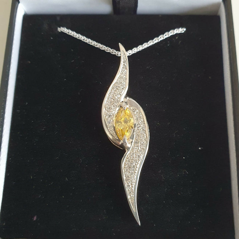 Jake-Yellow-marquis-cut-cz-silver-pendant-pa-170a