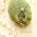 Victorian 9ct Ceylon Sapphire, Demantoid Garnet & Yellow Topaz Necklace