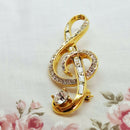 Vintage D'Orlan Rhinestone 22kt Gold Plated Treble Clef Brooch