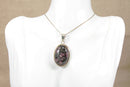 Impressive Sterling Silver & Spotted Jasper Agate Pendant with 18-Inch Silver Chain