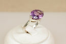 Silver & Amethyst Solitaire ‘Elipse’ Ring