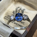 Antique 18ct White Gold & Platinum Sapphire & Diamond Three Stone Ring