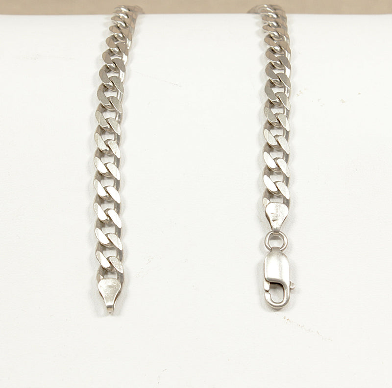 Silver Flat Curb Link Necklace Chain