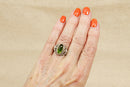 Silver & Green Crystal Ring