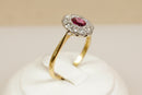 18ct Gold & Platinum Ruby & Diamond Cluster Ring