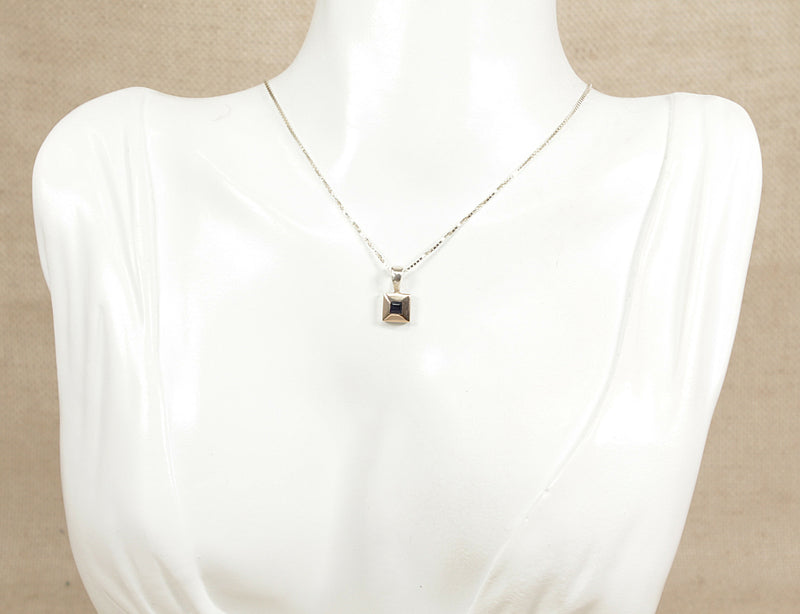 Silver & Gold Sapphire Italian Pendant & Chain