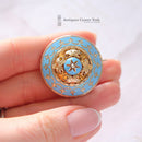 Victorian 9ct Blue Enamel & Pearl Brooch