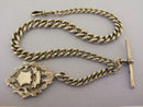 Victorian Antique Solid Sterling Silver Albert Pocket Watch Chain t-Bar & Fob Bir 1899