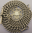Antique Solid Silver Double Albert Watch or Neck Chain & Fob 23 inch Long Bir 1901