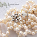 Quality Cultured Pearl 3 Row Choker with Sapphire & Diamond Clasp