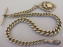 Victorian Antique Solid Sterling Silver Albert Pocket Watch Chain t-Bar & Fob Bir 1899