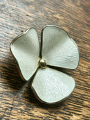 Modern Mid Century Norwegian Ivar T Holmsen Sterling Silver White Enamel Pansy Brooch