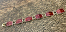 Modern Mid Century 1960’s Norwegian Nils Erik From Sterling Silver Gilded Cherry Red Enamel Picture Panel Bracelet