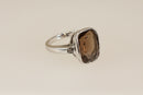 A Large Silver & Smokey Citrine Ring