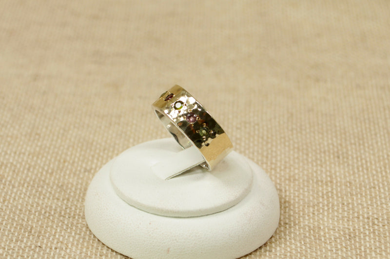 Silver Multi Gem Band Ring