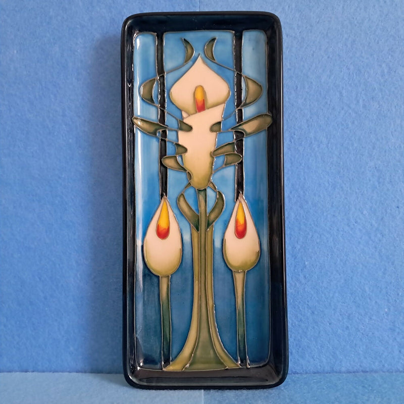 A Moorcroft Pen Tray in the Calla Lily Design by Emma Bossons