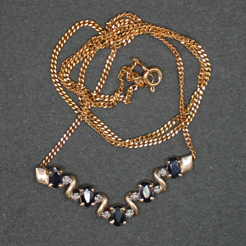 9ct gold Sapphire and Diamond necklace