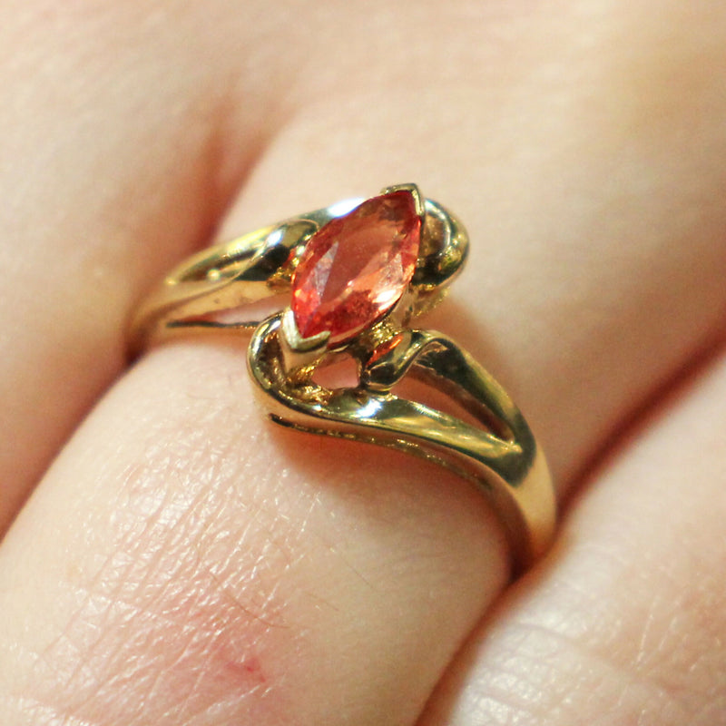 9ct gold marquis cut ruby crossover ring
