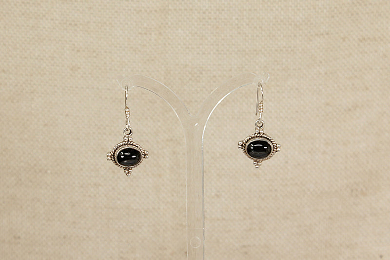 Silver & Black Star Diopside Dropper Earrings