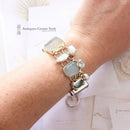 Silver Pearl, Blue Topaz, Aquamarine & Quartz Bracelet