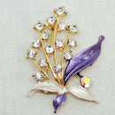 Vintage Enamel & Rhinestone Lily of the Valley Brooch