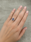 925 Silver Lavender CZ Pear Cut Halo Ring