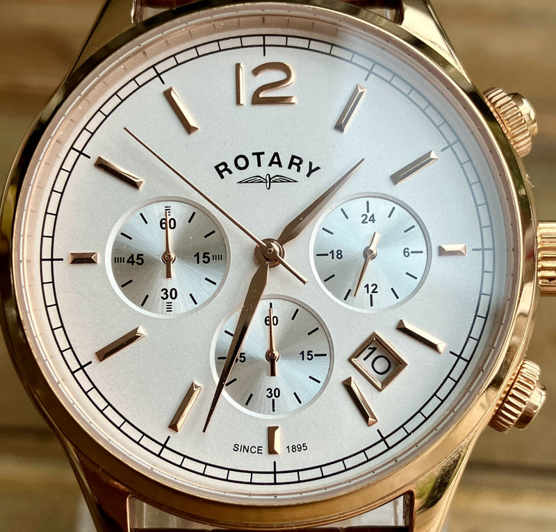 Mens Rotary Chronograph GS00666/06 – White Dial | Original Leather Strap