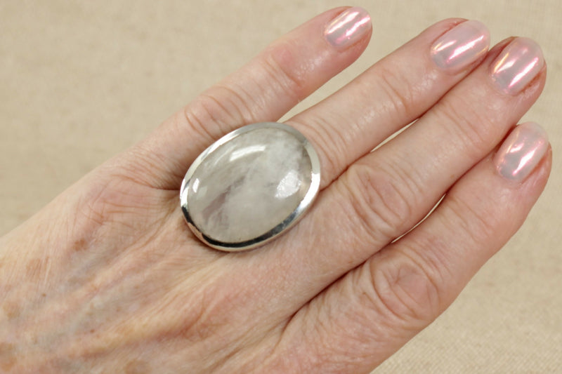 Silver and Moonstone Designer Statement Ring