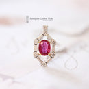 Art Deco Style 18ct White Gold Ruby & Diamond Pendant