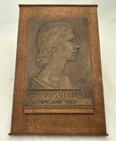 HRH Elizabeth II Bronze Portrait Profile Plaque, Royal Glasgow Institute of Fine Arts, circa 1952.