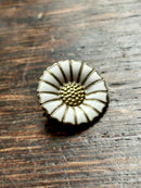 Modern Mid Century Danish Anton Michelsen Sterling Silver White Enamel Daisy Brooch