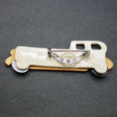 Lea Stein brown-blue limousine brooch