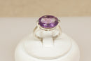 Silver & Amethyst Solitaire ‘Elipse’ Ring