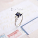 Platinum Sapphire & Diamond 3 Stone Ring
