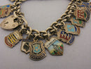 Vintage 1960s Silver Shield Souvenir Travel Charm Bracelet 28 Charms 62 grams